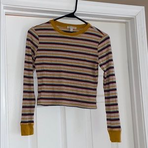 Gianni Bini Long Sleeve Striped Crop Top